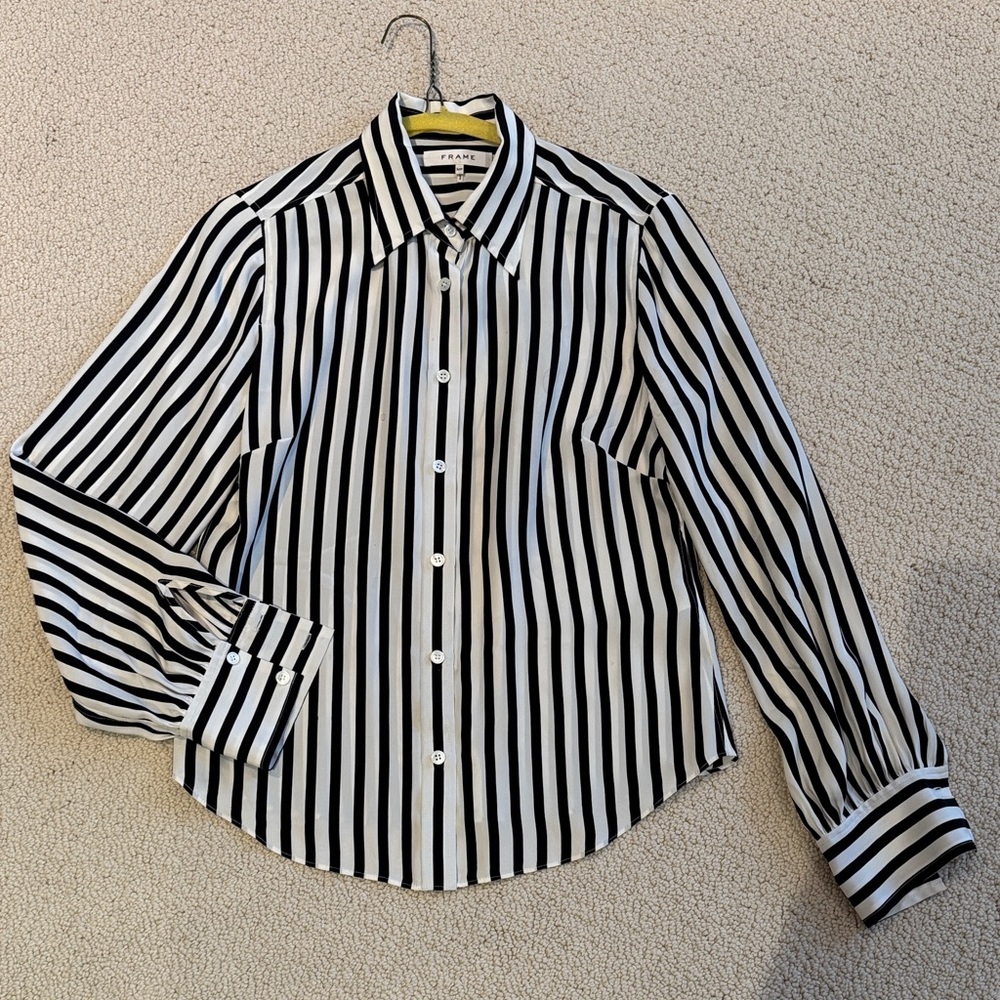 Frame Denim Monochrome Striped Shirt